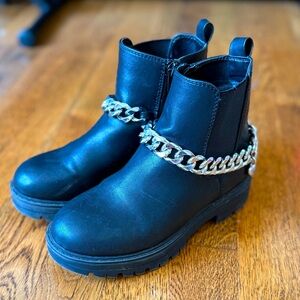Nordstrom Girls Margot Ankle Boots with Silver Chain
